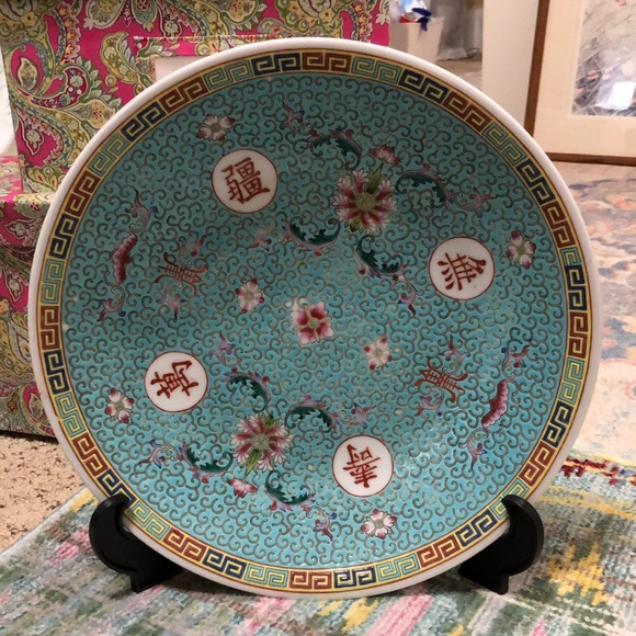 Porcelain Inlayed Floral & Scripted Designed Bowl - Picture 11 of 12